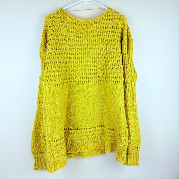 Free People Chunky Knit Deep V-Neck Sweater Pullover - Picture 3 of 8